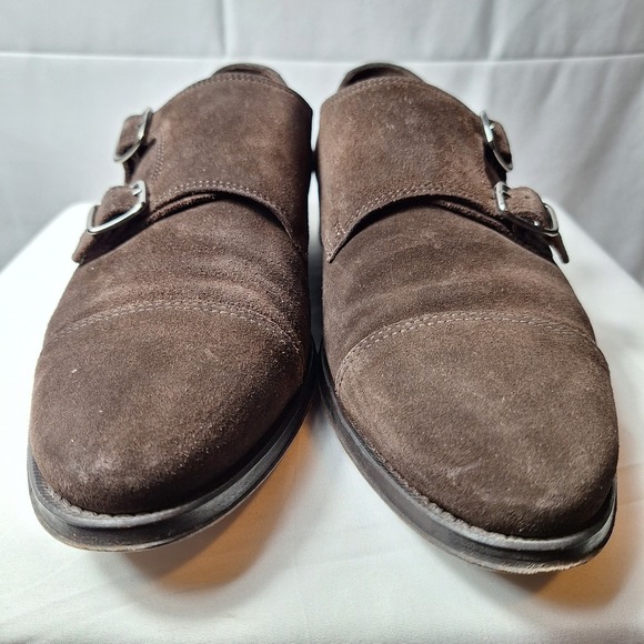 SUITSUPPLY Cap Toe Monk Strap Suede Dress Shoes Sz 7 Chocolate Brown Classic EUC - Picture 6 of 12